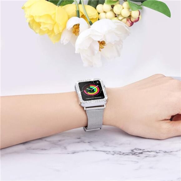 StainlessSteel Mesh bands Compatible For AppleWatch 44mm,Women Bling Protective - Picture 3 of 7